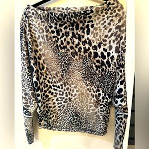 Elan- Leopard Off The Shoulder Long Sleeve Top